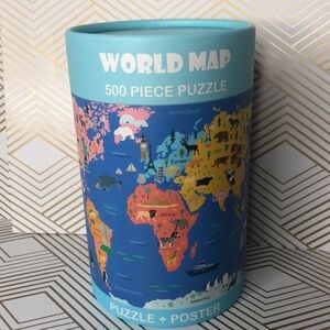 WORLD‎ MAP 500 Pc Puzzle & 19.7” X 13.8” Poster New!!